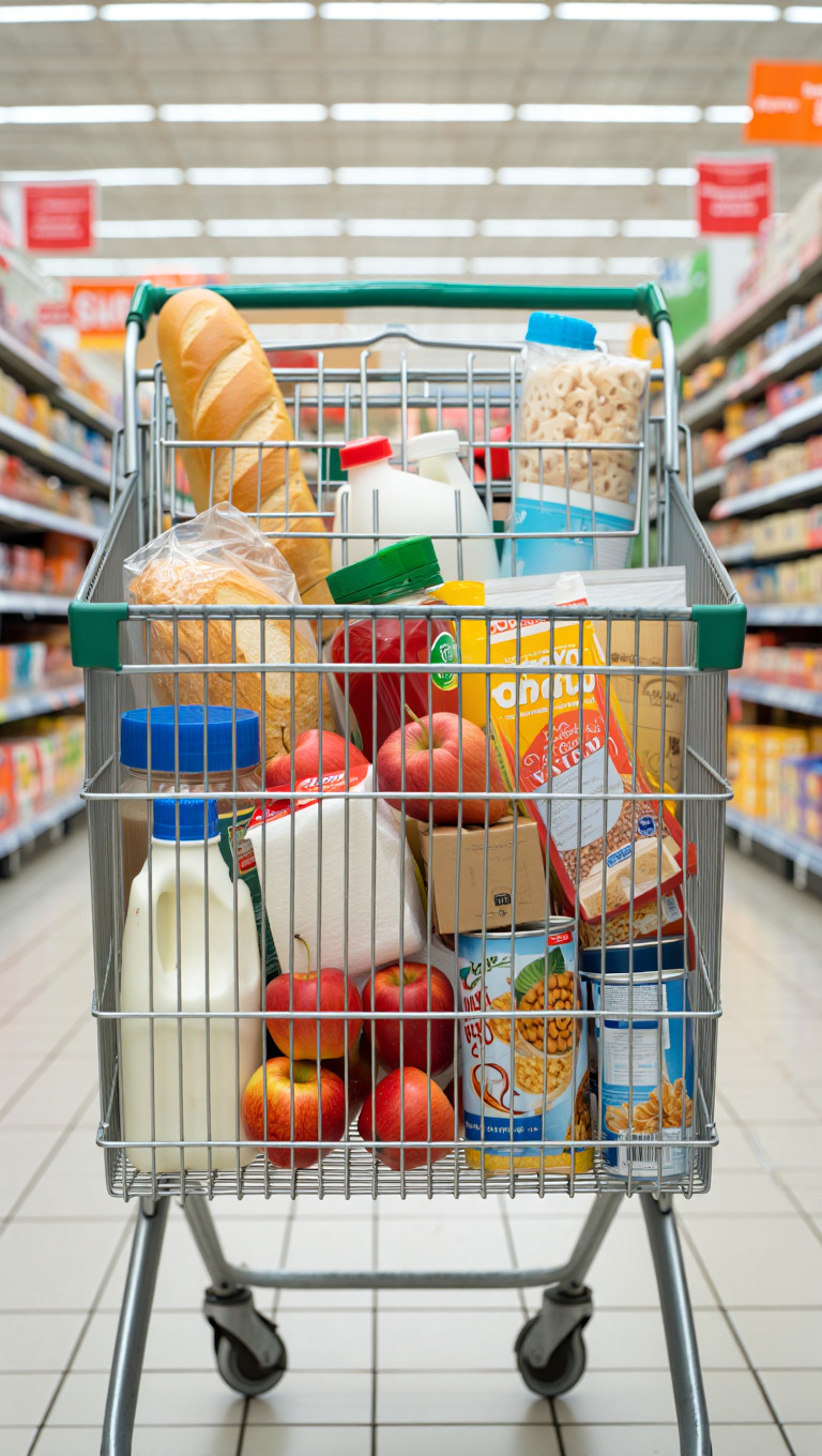 Imagen de un carrito de la compra en un supermercado